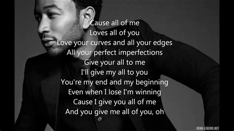 john legend all of me words|More.